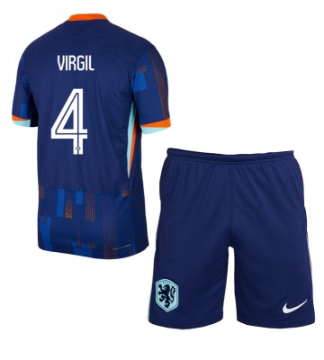 Holland Virgil van Dijk #4 Udebanesæt Børn EM 2024 Kort ærmer (+ korte bukser)